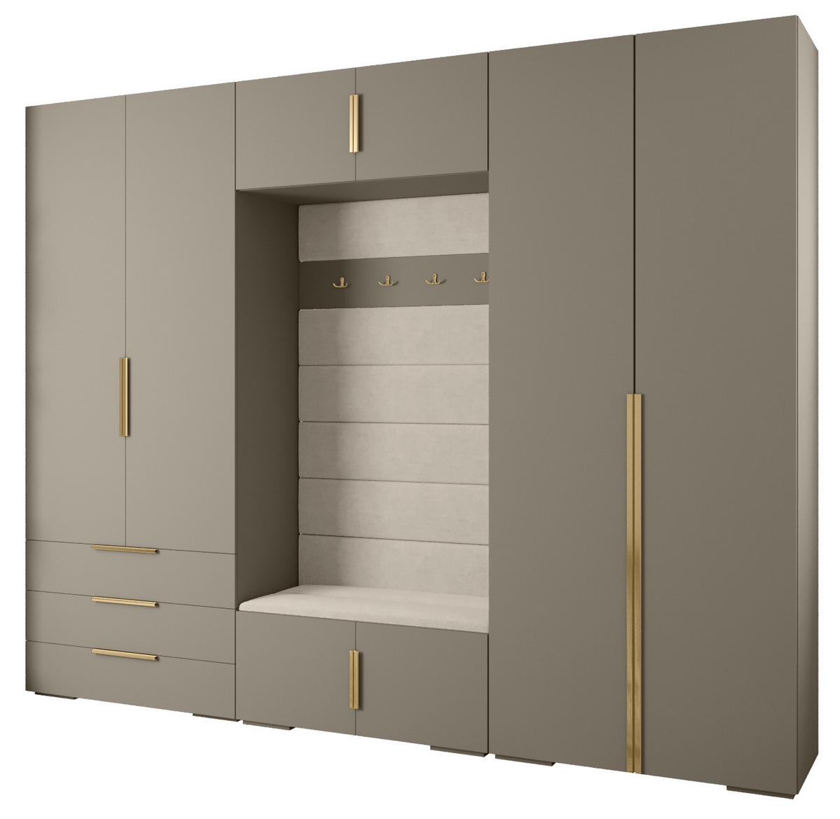 GARDEROBEN-SET 236,7/300/47 - Kaschmir/Goldfarben, Holz/Kunststoff (300/236.7/47cm) - Abiks Möbel