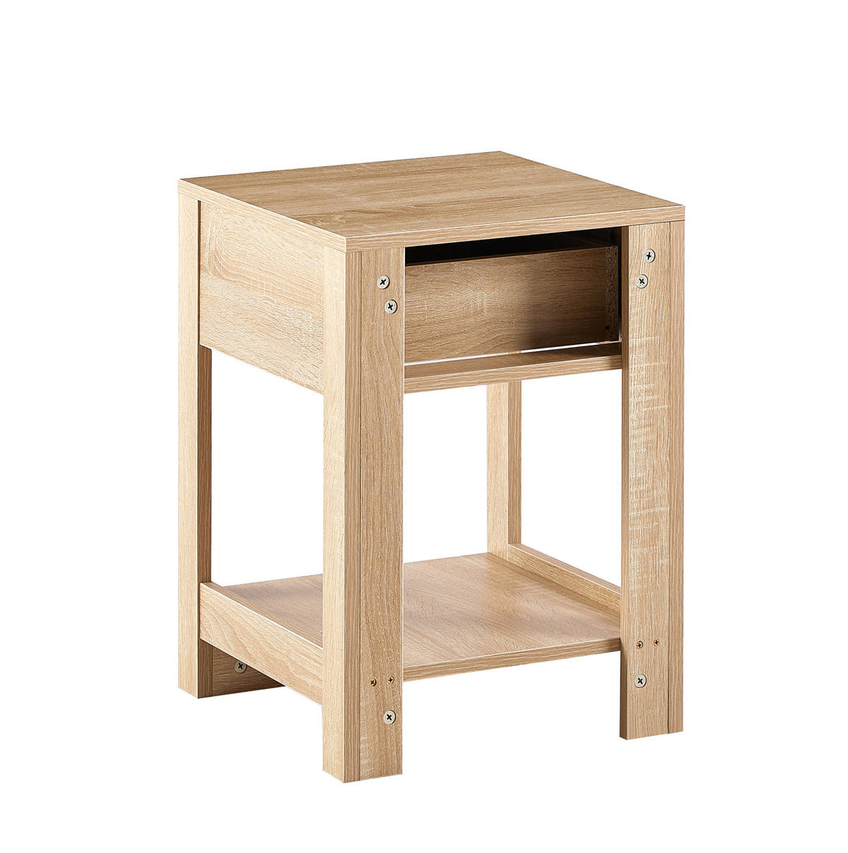 NACHTTISCH aus MDF 40x40x55 cm Natur mit Schublade und Rattan-Front - Naturfarben, Holzwerkstoff (40/55/40cm) - Modfu