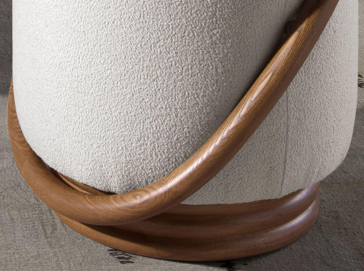 POUF Puff aus weißem Stoff 52/47/54 cm - Walnussfarben/Weiß, Textil (52/54/47cm) - ANGEL CERDA