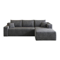 ROHOVÁ pohovka 241 cm tmavě šedá z látky s hlubokým sedem a bez montáže - tmavě šedá, textil (151/241cm) - OKWISH
