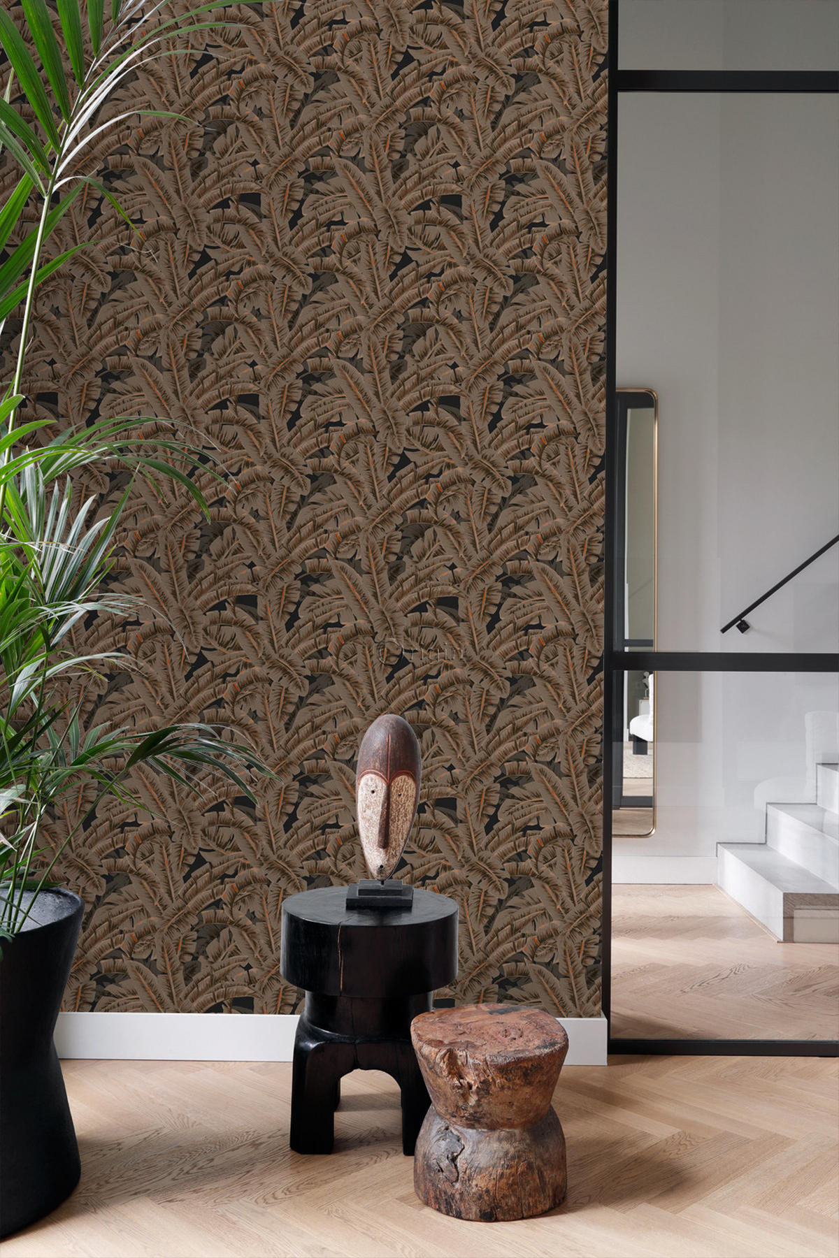 TAPETE Palmblätter 53 cm x 10.05 m - Braun, Papier (53/1000cm) - Origin Wallcoverings
