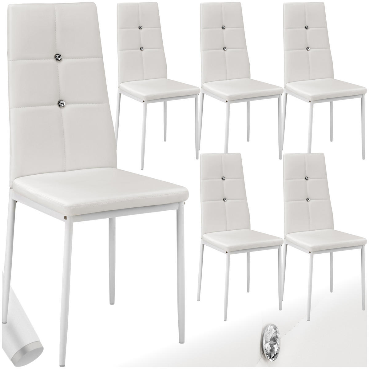 ESSZIMMERSTUHL 6er Set Julien 40 x 42 x 97 cm weiß - Weiß, Textil (42/97/40cm) - tectake