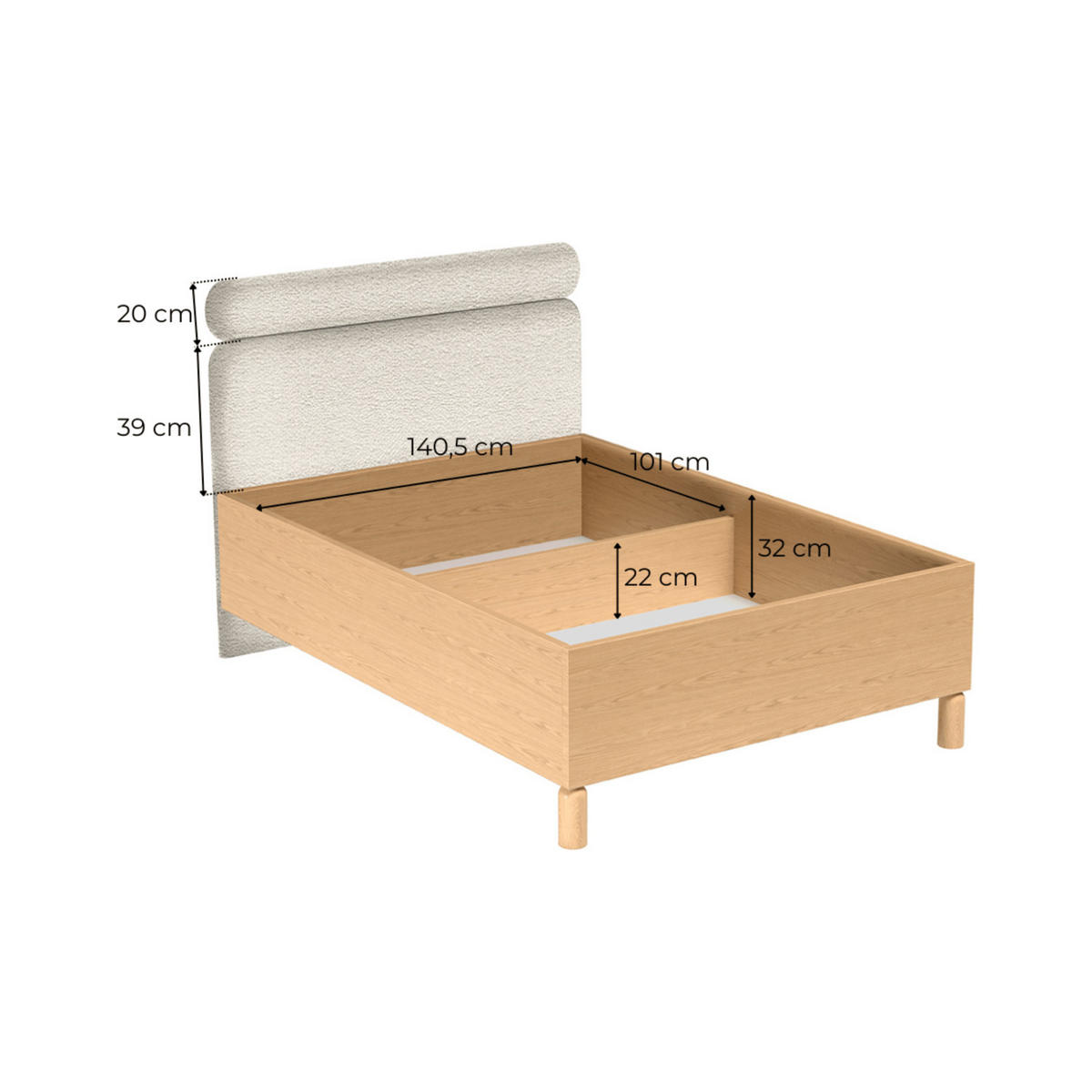 BETT MIT BETTKASTEN Sanden SN-12 140 x 200 cm Eiche Bookmatch - Eichefarben, Holz/Holzwerkstoff (140/200cm) - Koseto