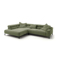 ECKSOFA MIT MOTORISCHEM SITZVORZUG DELIA Grün Cord - Schwarz/Grün, Textil/Metall (312/219cm) - KAWOLA