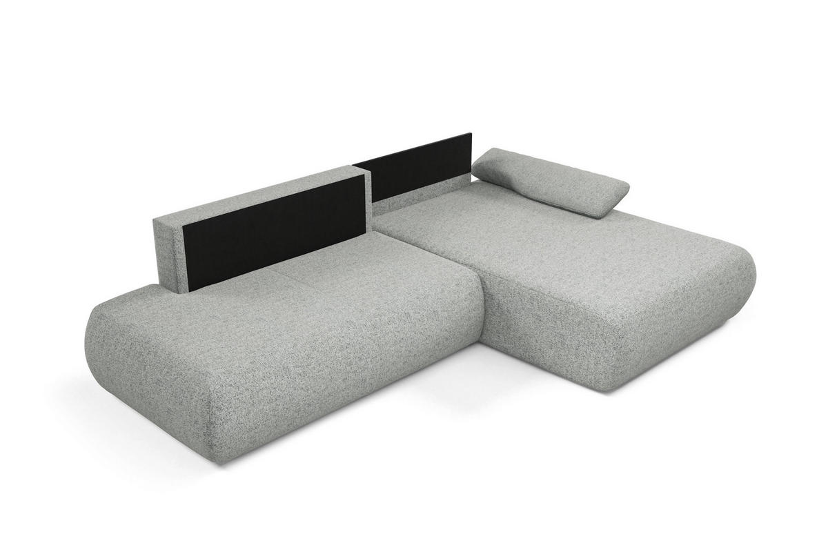 ECKSOFA DELTA R-S Grau Geflochtener Stoff mit Schlaffunktion - Grau, Holz (286/173.5cm) - MASSENO