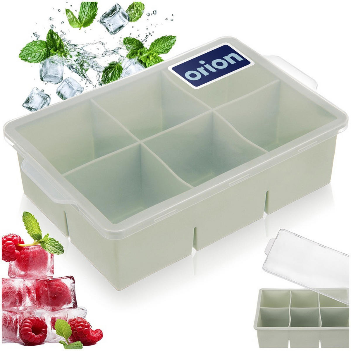 EISWÜRFELFORM XXL mit Deckel Grün - Hellgrün/Grün, Kunststoff (18.5/5/12cm) - Orion 