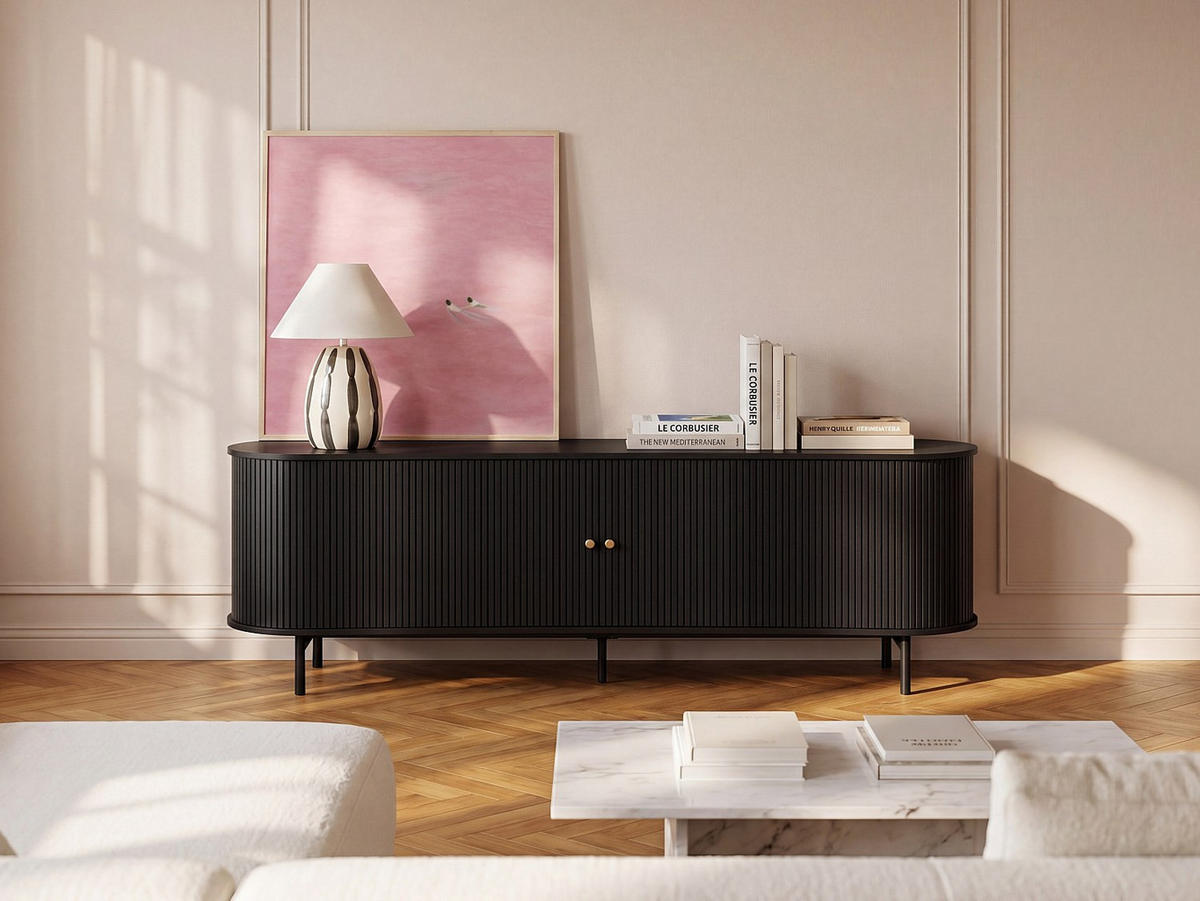 TV-BOARD - 180 cm x 40 cm - holz - schwarz Sevato - Schwarz, Holz (180/58/40cm) - Vente-Unique