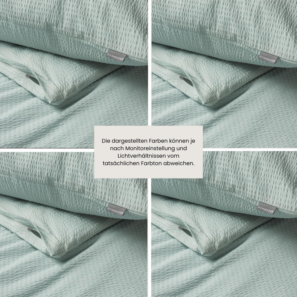 BETTWÄSCHESET Laura - Baumwoll Seersucker - 2-teilig - 135x200 cm - Hellpetrol - Hellblau, Textil (135/200cm) - SCHIESSER
