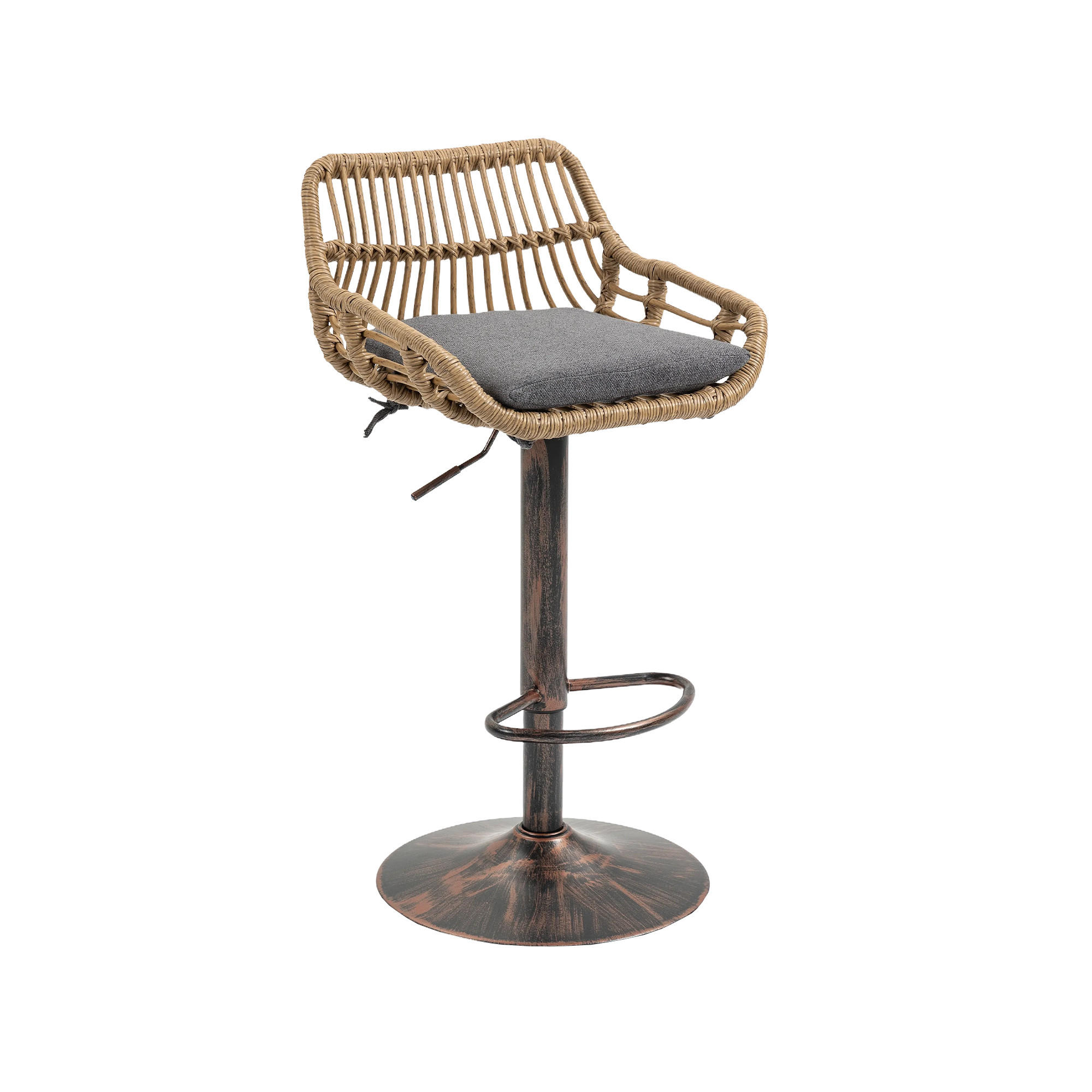 BARHOCKER 2er Set Höhenverstellbar, 360° drehbar, Fußstütze, Grau - Grau, Metall (49/109/48cm) - PARAFTA HOME