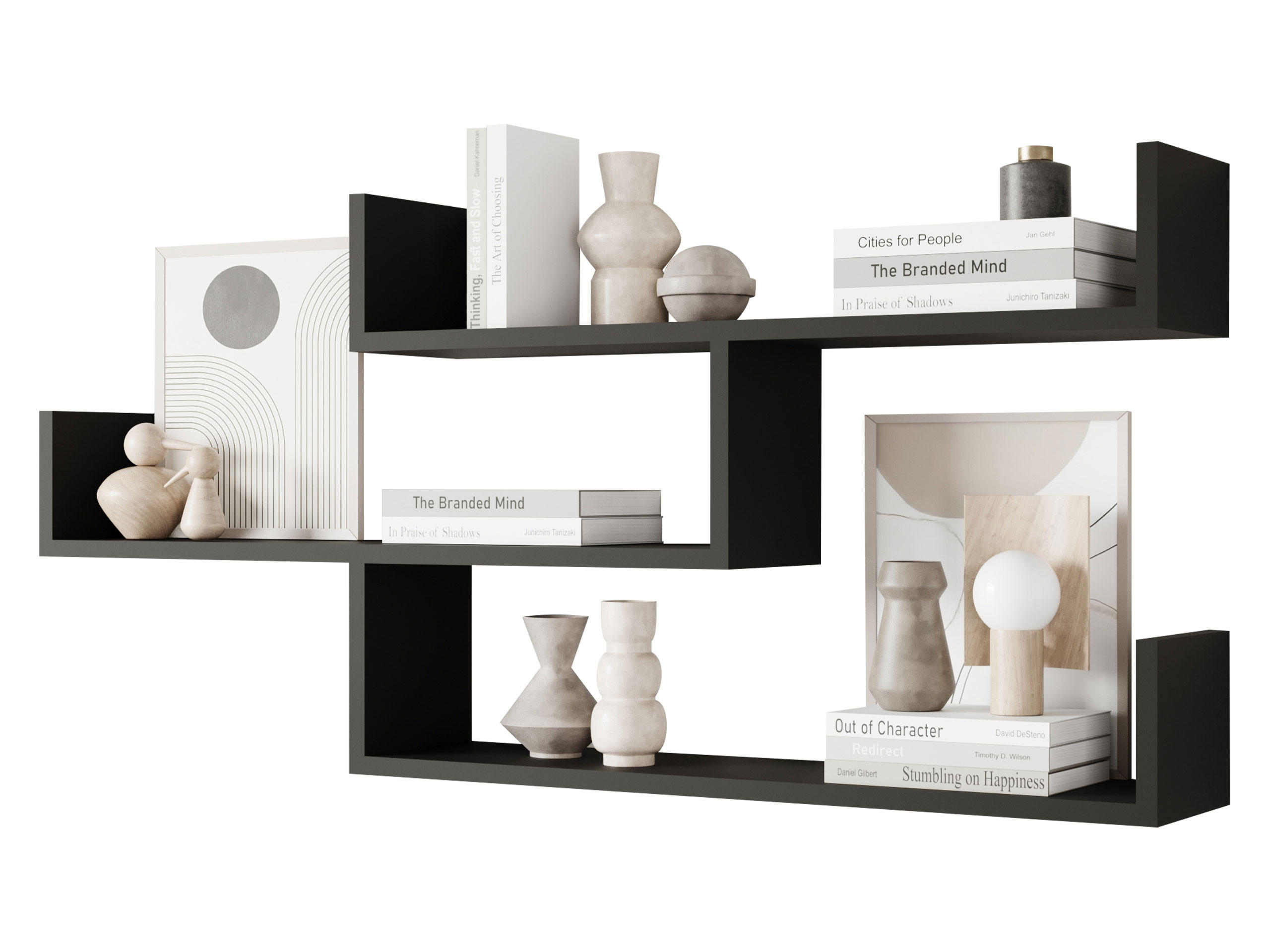 WANDREGAL Trio 003 - Schwarz, Holzwerkstoff (119/55/18cm) - MIRJAN24