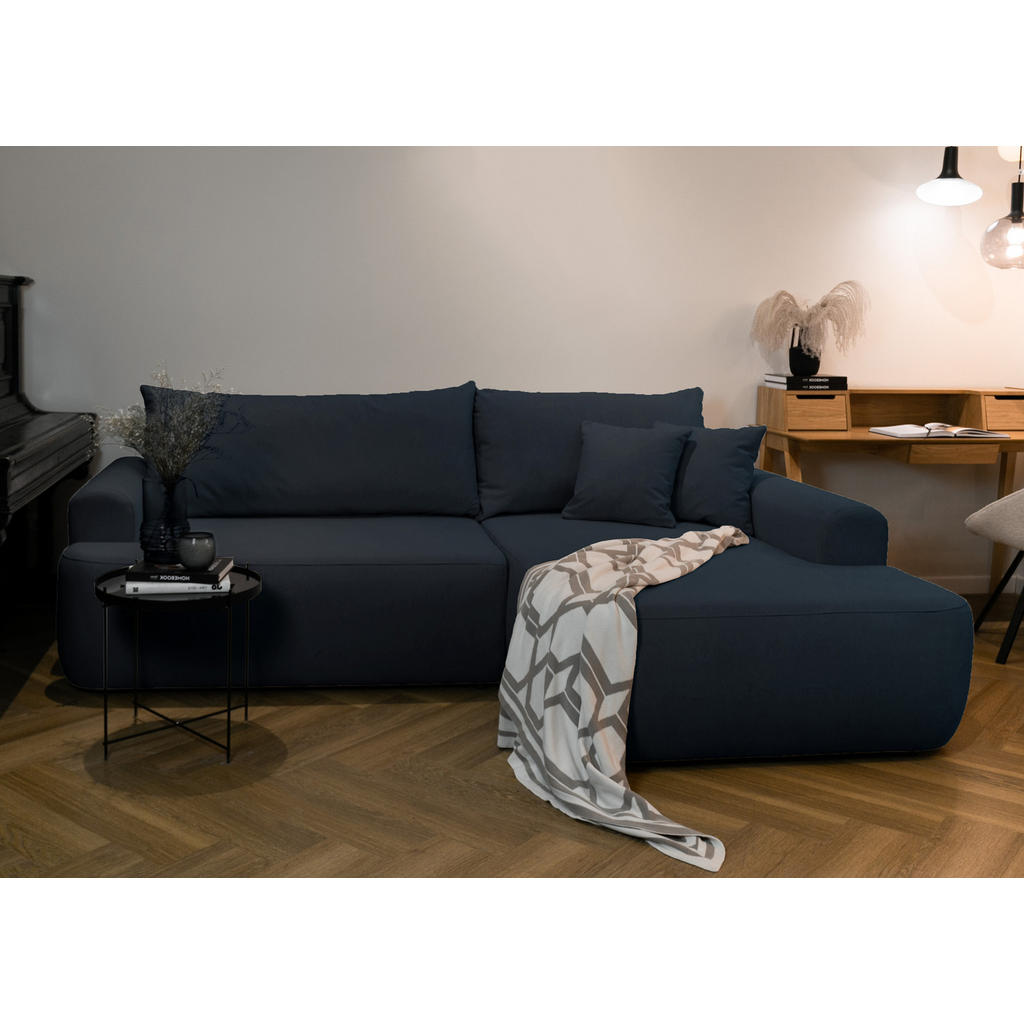 Thumbnail - Selsey Ecksofa, Dunkelblau, Textil, L-Form, Ottomane rechts, 260x165 cm, Wohnzimmer, Sofas & Couches, Wohnlandschaften, ...