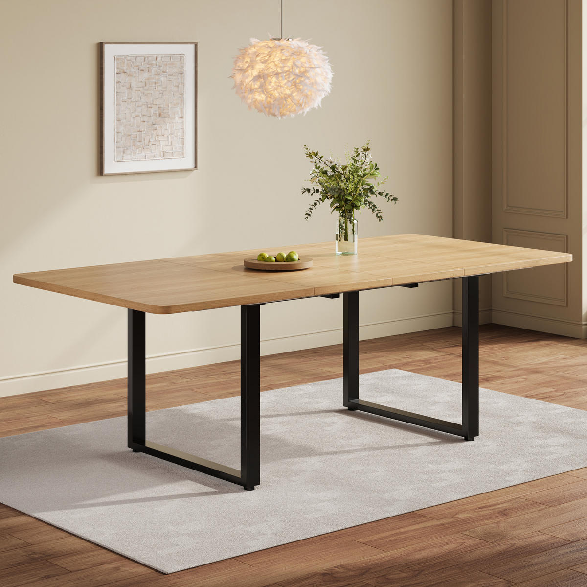 JEDÁLENSKÝ stôl 140–180–220/80 cm dubový dekor rozkladací z MDF - farba duba, kompozitné drevo (220/90/75cm) - OKWISH