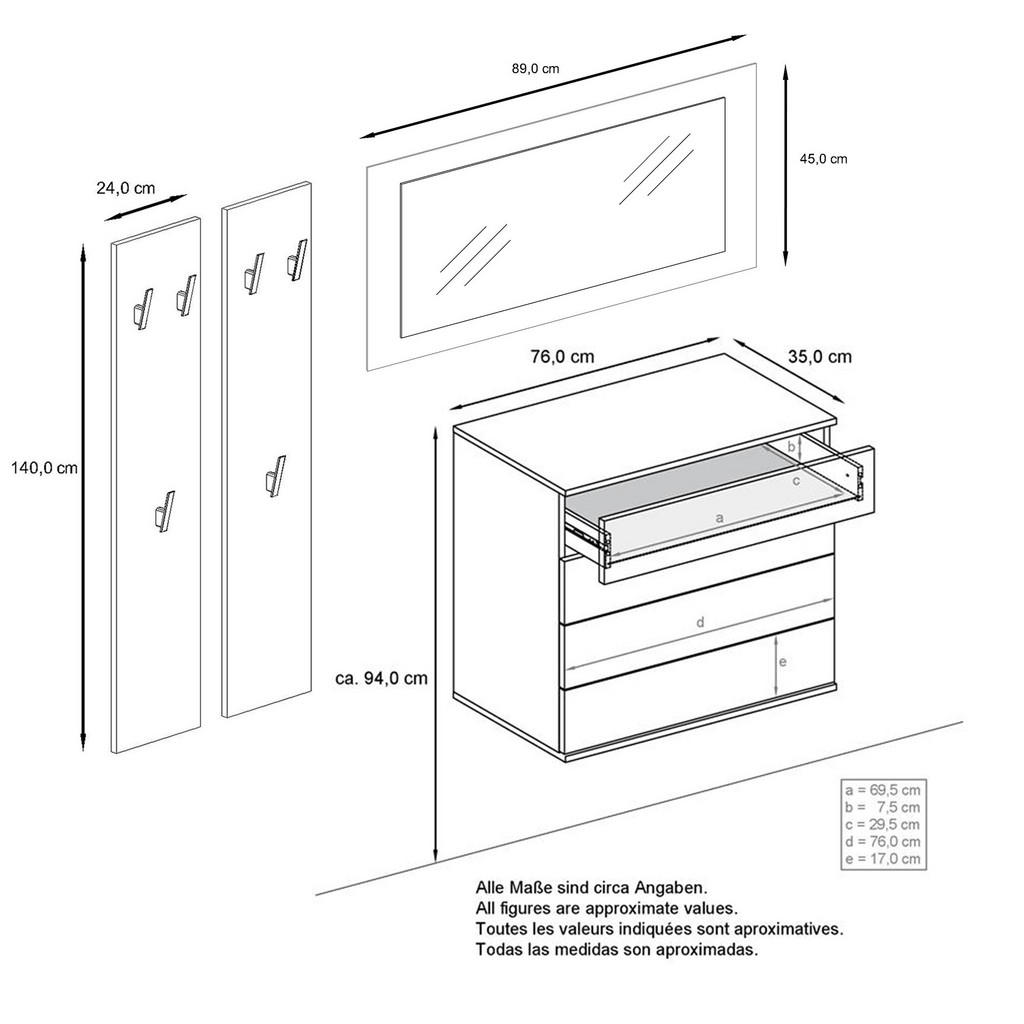Thumbnail - Vladon Garderobe, Grau, Holzwerkstoff, 142x146x35 cm, Garderobe, Garderoben-Sets & Serien, Garderoben-Sets