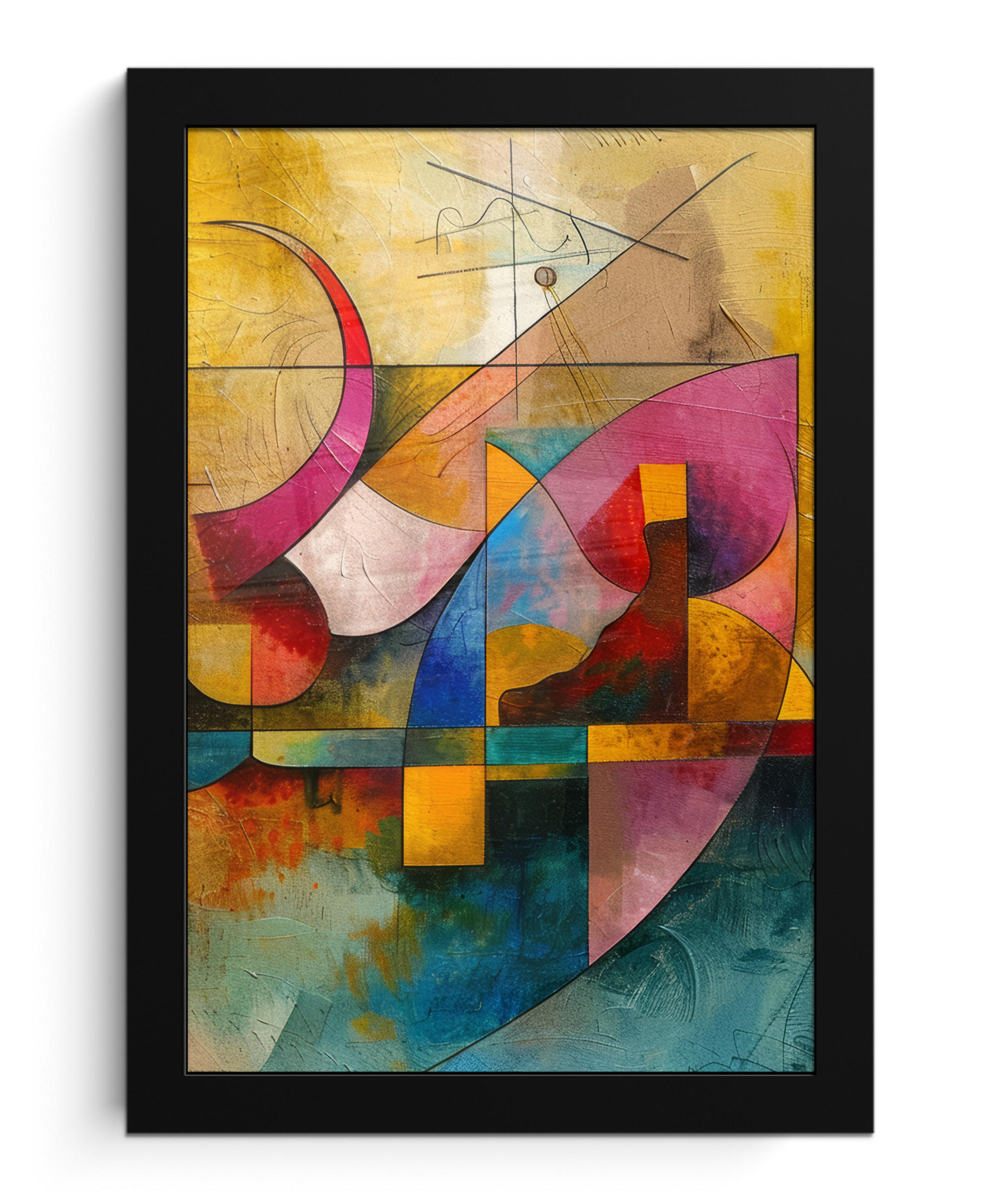 GERAHMTES BILD Kunst - Abstrakt - Modern 20x30 cm - Gelb, Papier (20/30cm) - MuchoWow
