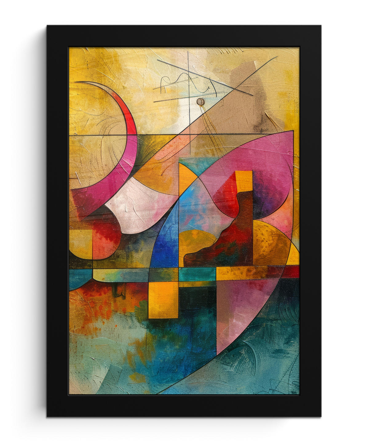 GERAHMTES BILD Kunst - Abstrakt - Modern 20x30 cm - Gelb, Papier (20/30cm) - MuchoWow