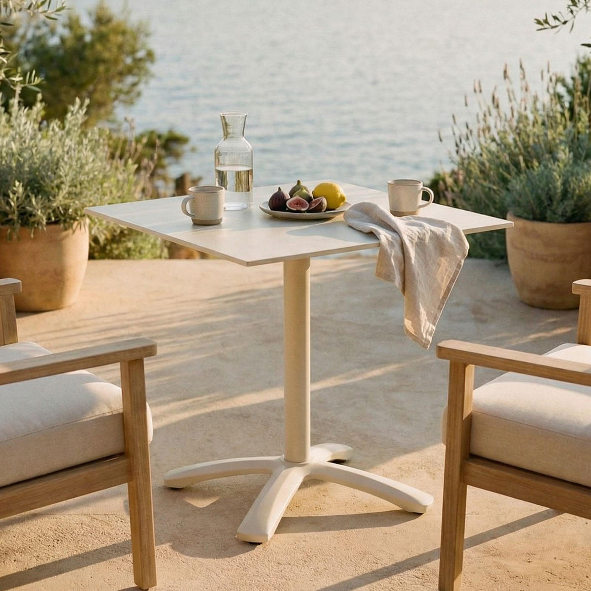 GARTENTISCH MASA cremeweiß - Creme, Metall (70/70/74cm) - IDIMEX