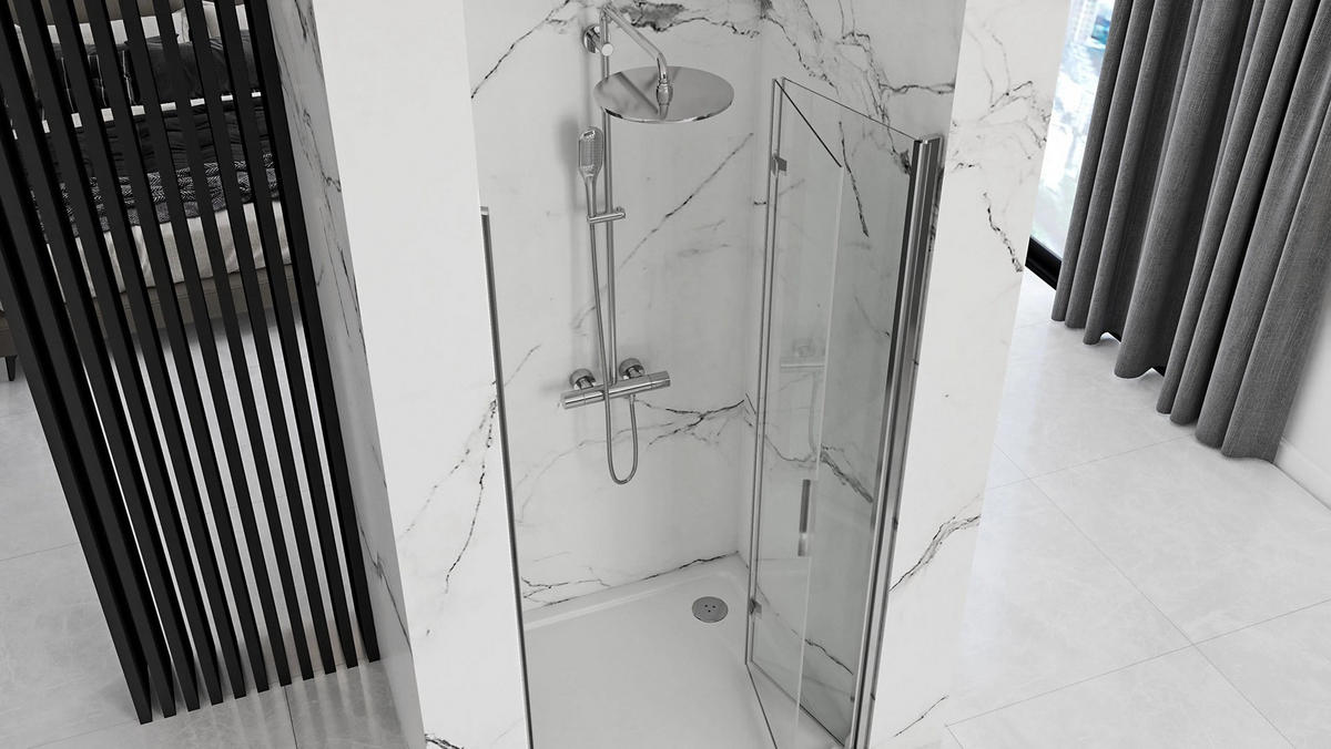 DUSCHTÜR Rea Molier Chrom+ Profil 100 - Chromfarben, Glas (100/190cm) - REA