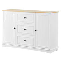 SIDEBOARD 126/40/86 cm Weiß aus MDF mit 3 Schubladen und Türen - Weiß, Holzwerkstoff (40/86/126cm) - OKWISH