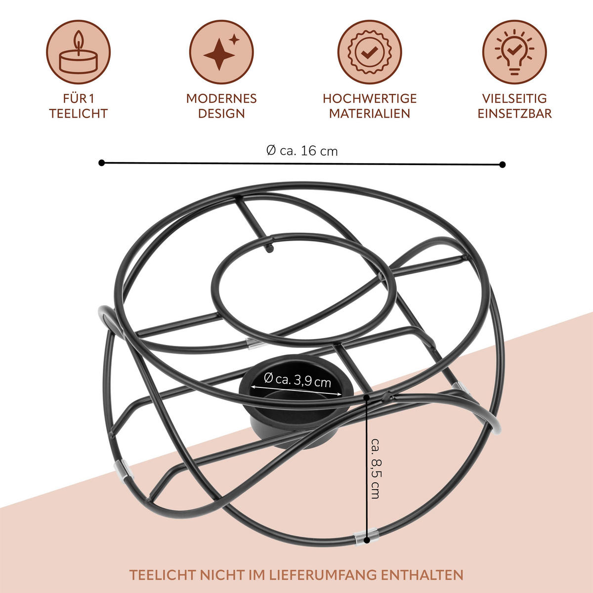TEEWÄRMER, schwarz - Schwarz, Metall (16/8.5cm) - bremermann