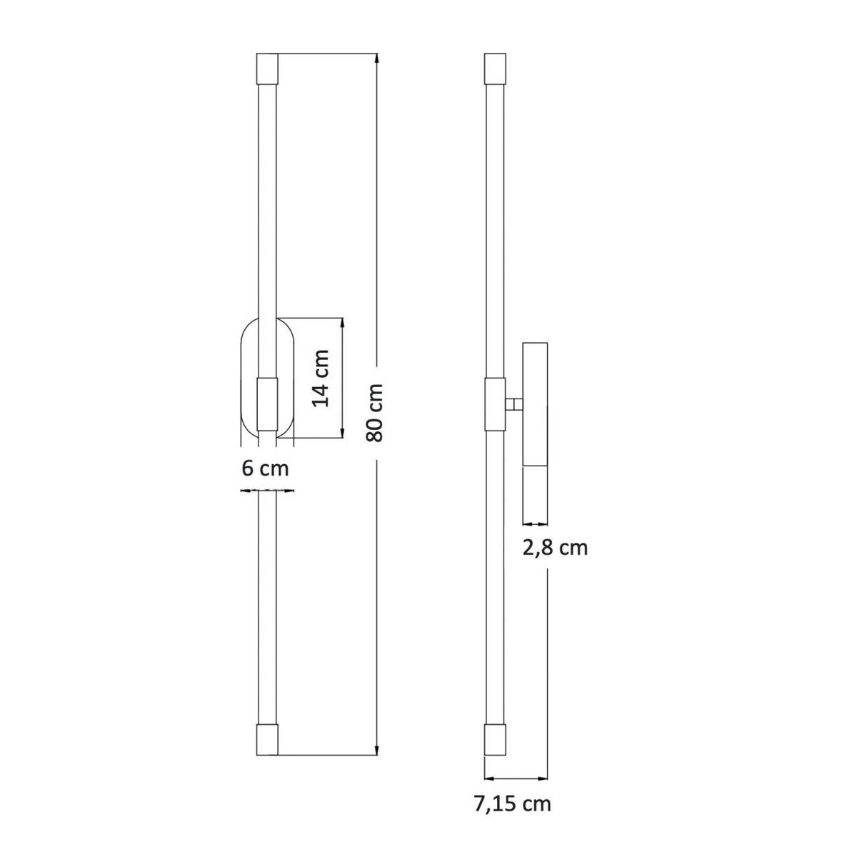 WANDLEUCHTE Natys, Transparent und goldfarben, 80cm - Transparent, Metall (6/80/7cm) - KOSILUM