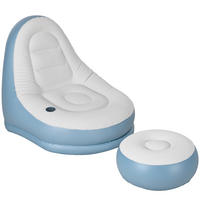 AUFBLASBARES SOFA, Weiß+Blau, Kunststoff - Weiß, Kunststoff (100/87/100cm) - Outsunny