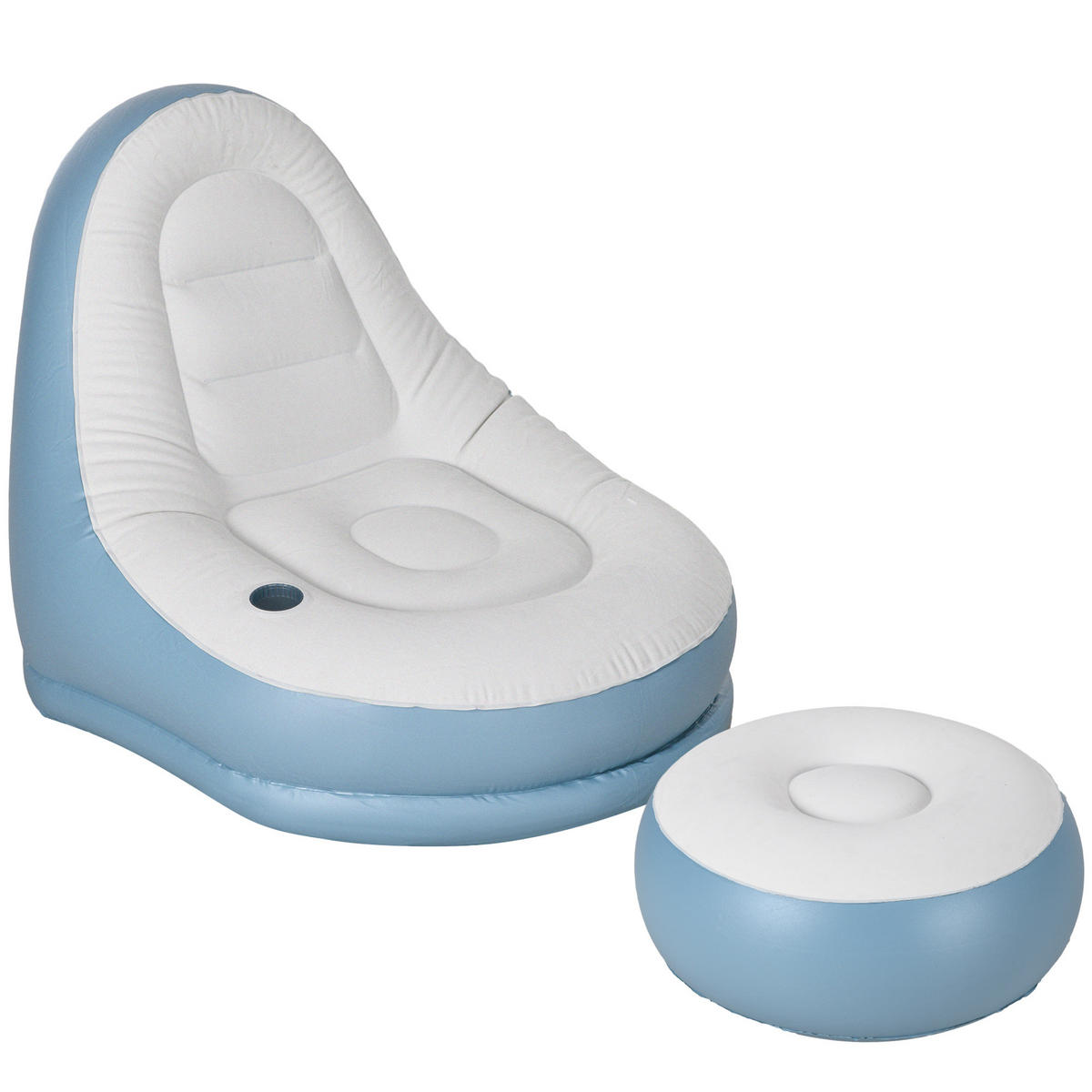AUFBLASBARES SOFA, Weiß+Blau, Kunststoff - Weiß, Kunststoff (100/87/100cm) - Outsunny
