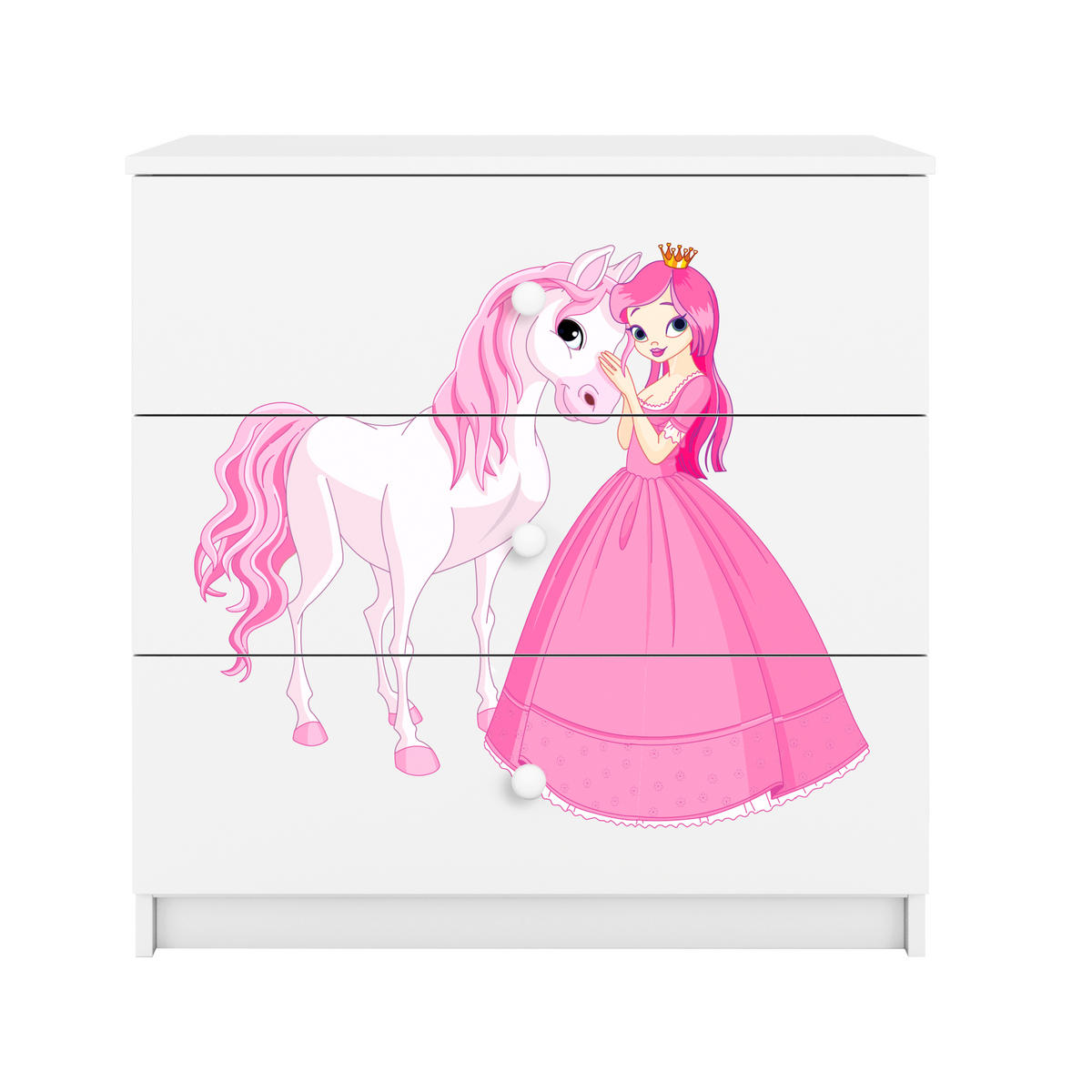 KOMMODE Babydreams Prinzessin Pferd 81/81/41 - Weiß, Holzwerkstoff (81/81/41cm) - RAUMHIRSCH FURNITURE