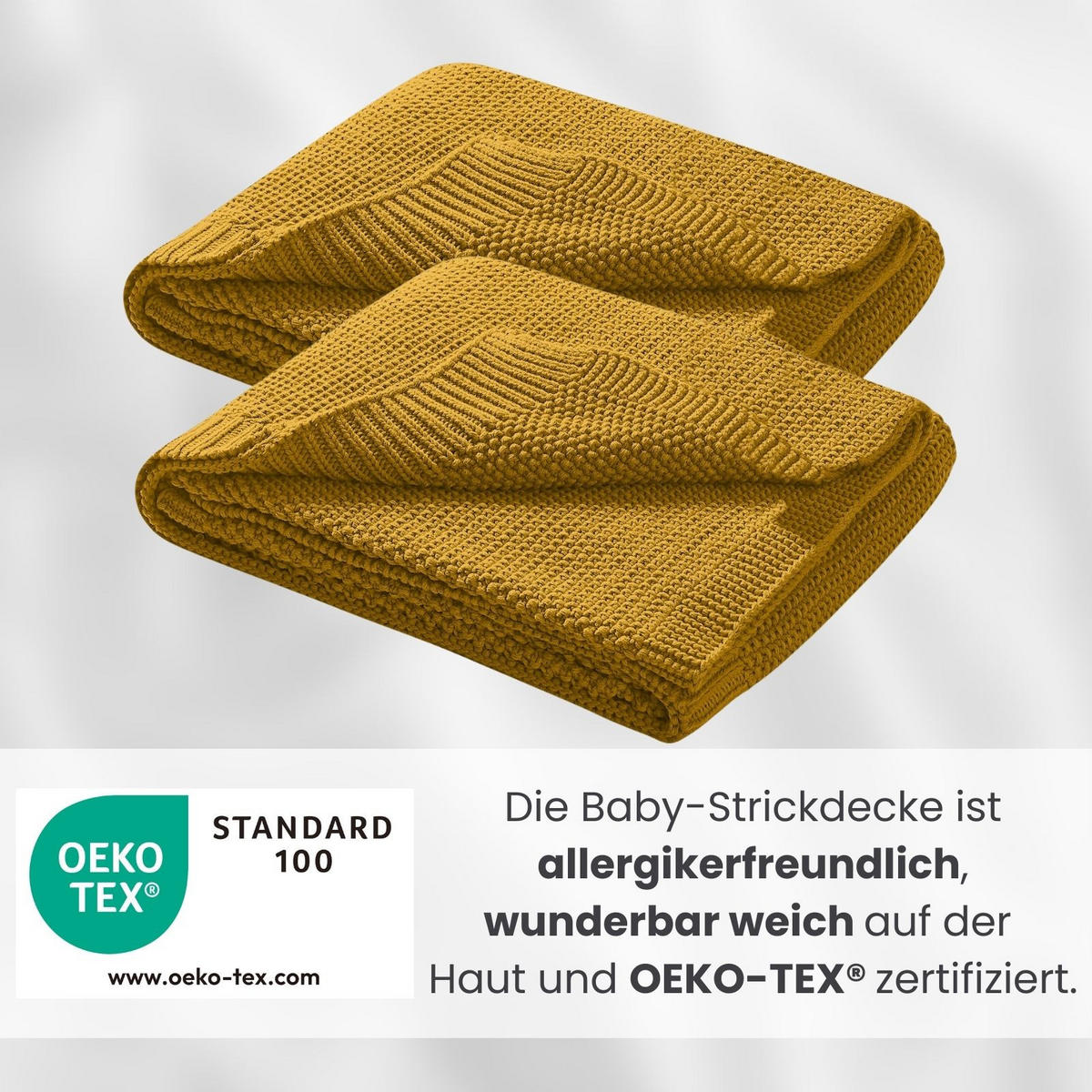 SCHMUSEDECKE 2er Set Strick gelb 70/100 cm - Gelb, Textil (70/100cm) - wometo