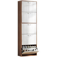 SCHUHSCHRANK Weiß Dunkelbraun MDF klappbar mit 5 Fächern 1 Stück - Braun, Holz (60/189/28cm) - PANGIVO
