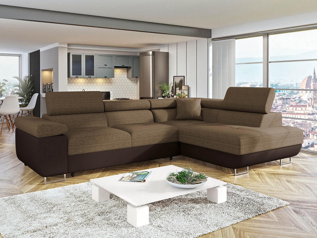 ECKSOFA Torezio, Seite: Rechts - Braun, Holz/Textil (274/203cm) - MIRJAN24