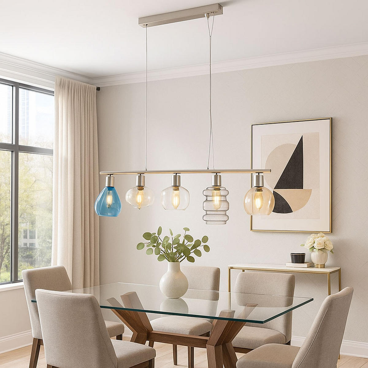 HÄNGELEUCHTE Pesaro Silber Bunt - Multicolor, Glas (13/80/150cm) - Nowa