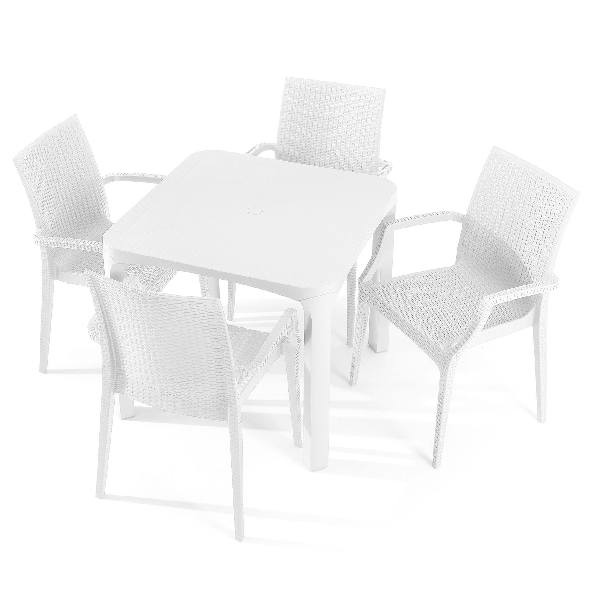 GARTENMÖBEL-SET LEOPSI, ETULI 5-tlg, Weiß - Weiß, Kunststoff - KONSIMO®