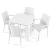 GARTENMÖBEL-SET LEOPSI, ETULI 5-tlg, Weiß - Weiß, Kunststoff - KONSIMO®
