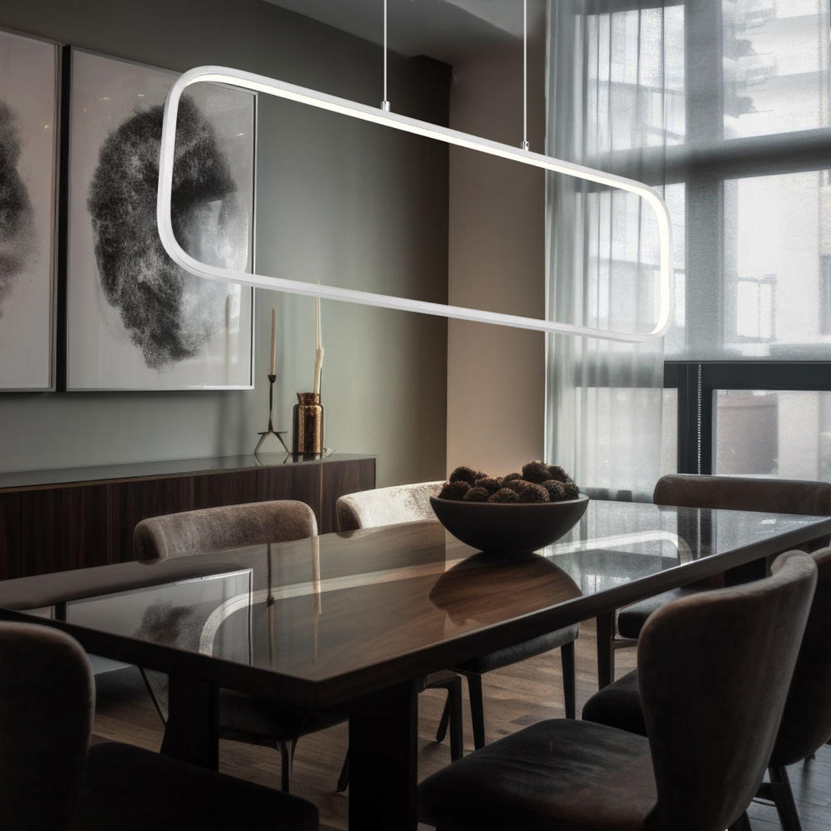 LED HÄNGELEUCHTE SILLA Metall Silber - Silberfarben, Metall (80/10/120cm) - Globo Lighting