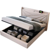 POLSTERBETT 140/200 cm aus Baumwoll-Leinen-Mix mit Bettkasten und USB-C Beige - Beige, Textil (140/200cm) - Modenvie