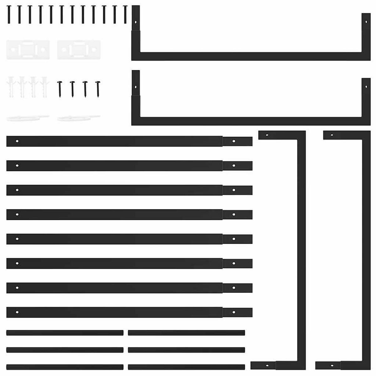 BRENNHOLZREGAL Mattschwarz 80/28/154 Cm Stahl - Schwarz, Metall (28/154/80cm) - vidaXL