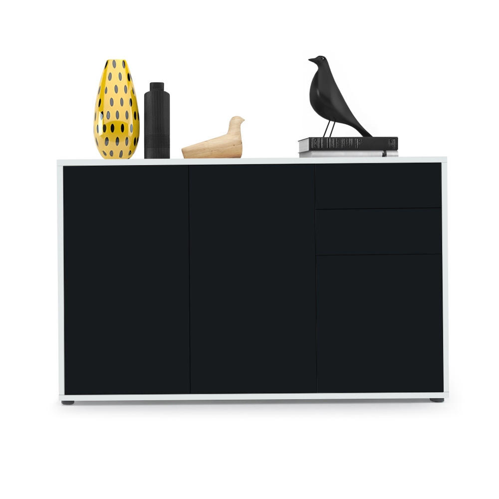 Vladon Kommode Schwarz 117x74x36 cm