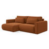 ECKSOFA mit Schlaffunktion Samt Stoff Orange - Terra cotta/Schwarz, Kunststoff/Textil (149/240cm) - Makamii