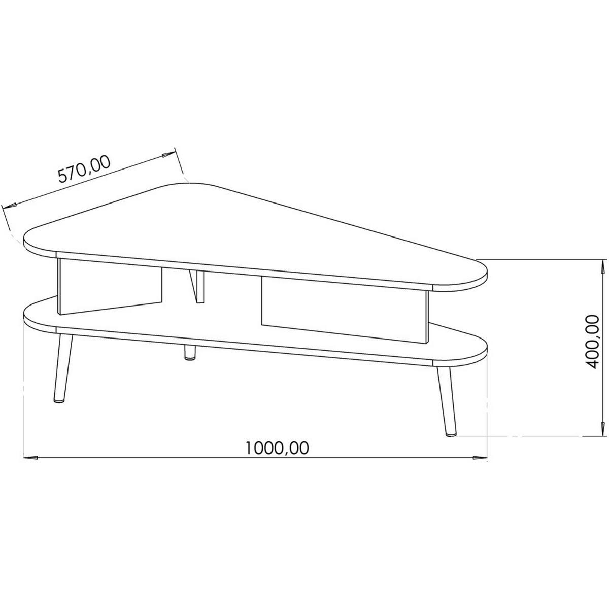 COUCHTISCH Parini 100×57 cm, Graphitschwarz/Captains Deck - Eichefarben, Holzwerkstoff/Metall (57/100/40cm) - Beautysofa