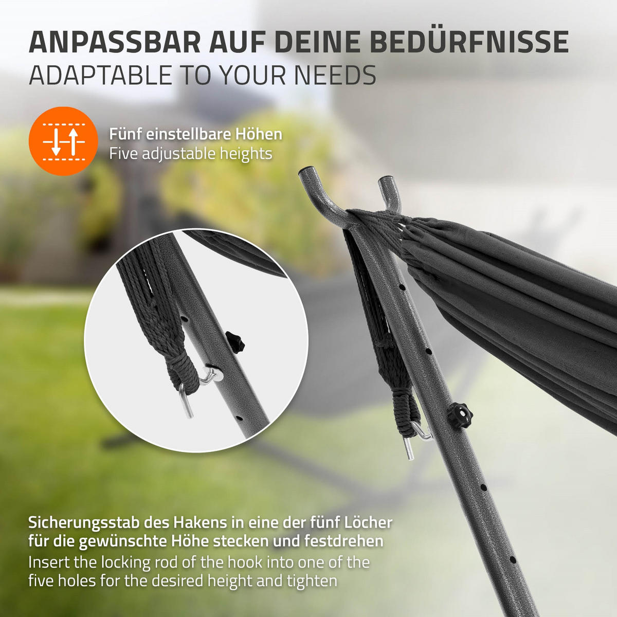 HÄNGEMATTE grau - Dunkelgrau, Metall (99/98/255cm) - ML-DESIGN