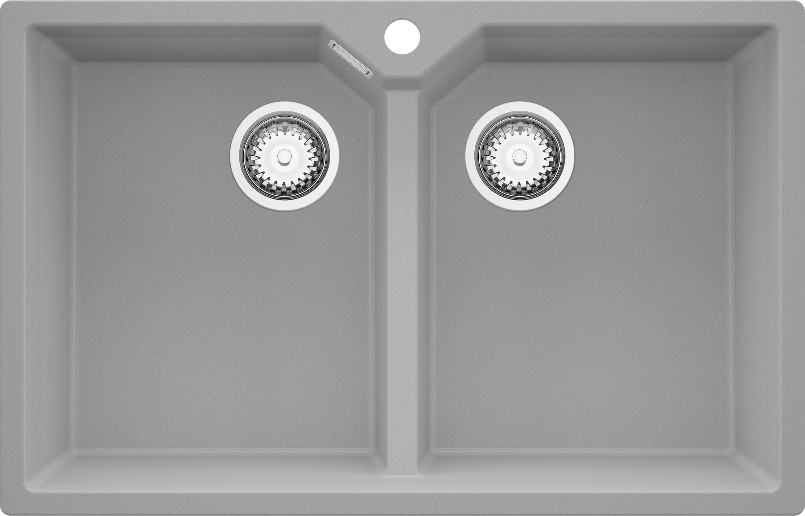 SPÜLBECKEN Madrid Twin, 2-er set Grau 78/50 cm 2 Becken + Ablauf-Set ab 80er Unterschrank - Chromfarben/Grau, Kunststoff (78/19/50cm) - Primagran