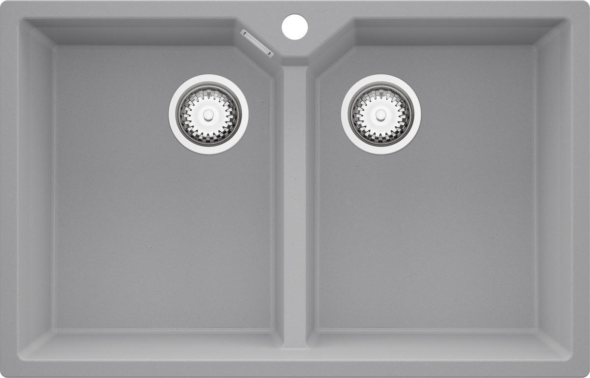 SPÜLBECKEN Madrid Twin, 2-er set Grau 78/50 cm 2 Becken + Ablauf-Set ab 80er Unterschrank - Chromfarben/Grau, Kunststoff (78/19/50cm) - Primagran