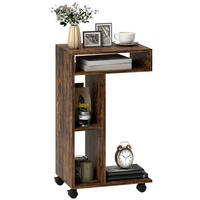 BEISTELLTISCH DE-08772 mit Rollen und 3 Fächern Rustikal-Braun - Braun, Holzwerkstoff (40/30/69cm) - ComfortXL