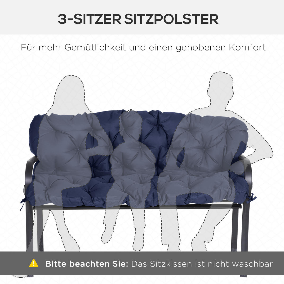 BANKAUFLAGE 3-Sitzer 150 x 98 x 8 cm - Blau, Kunststoff (150/8/98cm) - Outsunny