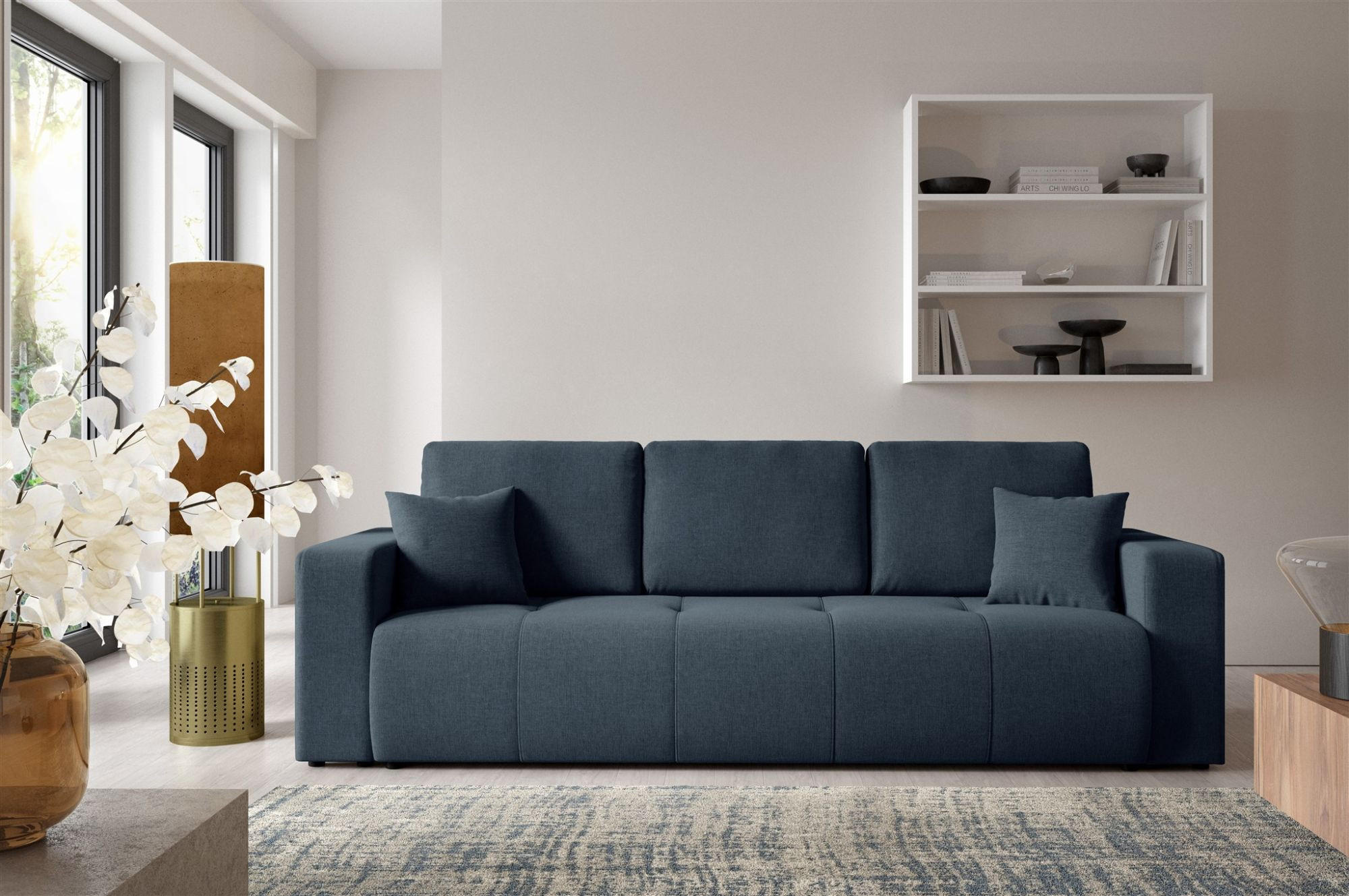 SCHLAFSOFA Augusto - Blau, Holzwerkstoff/Textil (244/82/102cm) - Fun Möbel