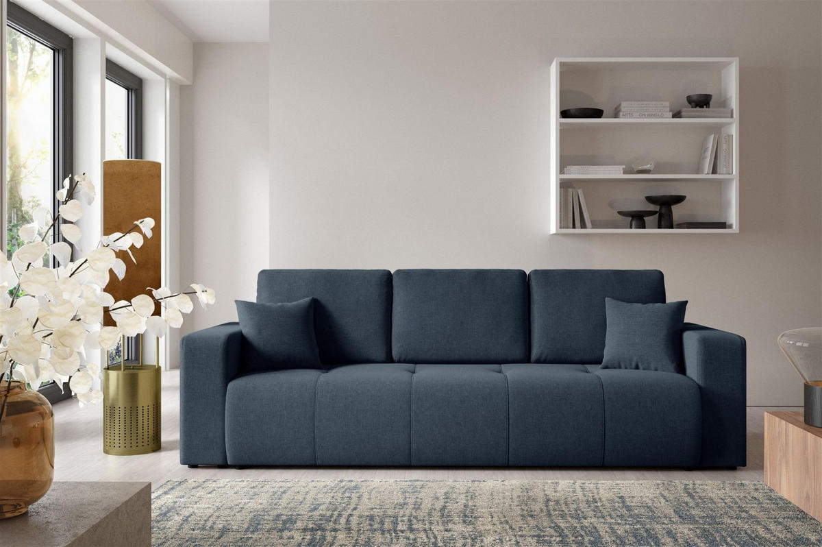SCHLAFSOFA Augusto - Blau, Holzwerkstoff/Textil (244/82/102cm) - Fun Möbel