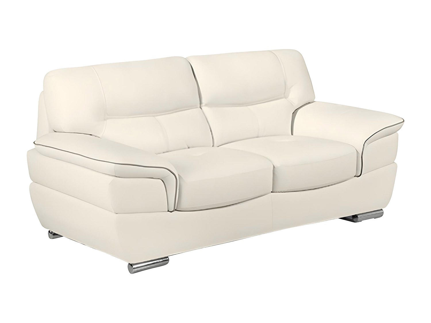 LEDERSOFA 2-Sitzer - Elfenbein - THIBAULT - Weiß, Leder (168/87/93cm) - Vente-Unique