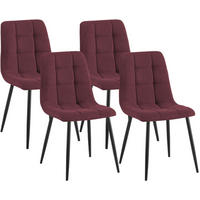 STUHL 4 Cord Bordeauxrot - Bordeaux/Schwarz, Textil/Metall (45/84/55cm) - CLP