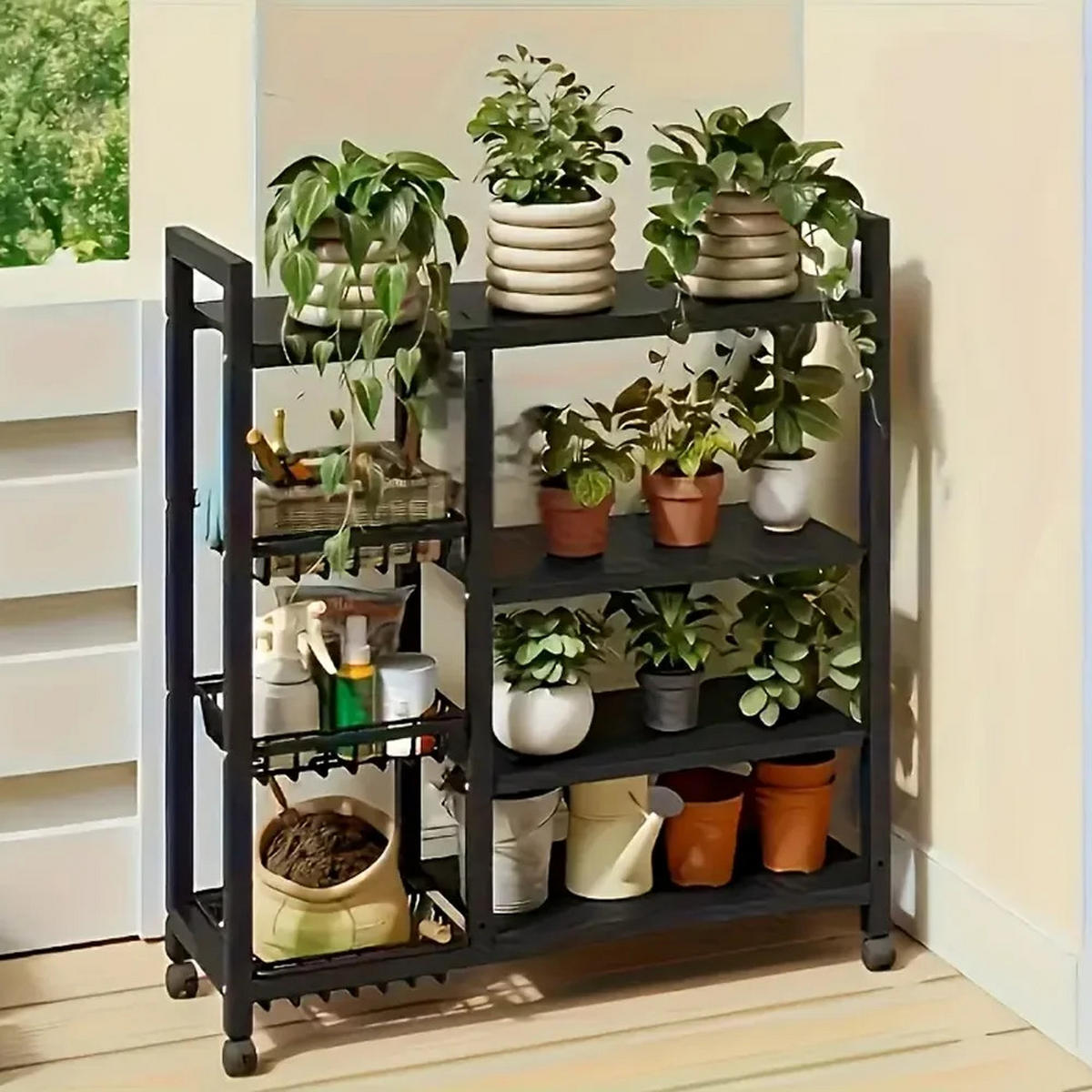 KÜCHENREGAL 92x108x32 cm Rollregal Lager Küche - Schwarz, Metall (92/108/32cm) - Kaket