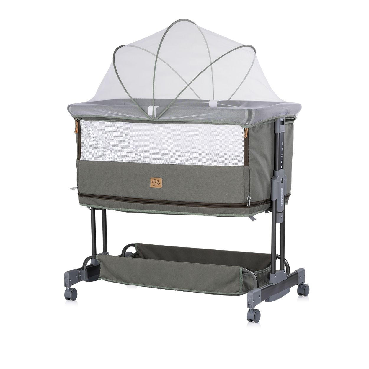 BEISTELLBETT Zen 2 in 1 grün Babybett Schaukelfunktion 7 Höhen Moskitonetz - Grün, Metall (46/81cm) - Chipolino